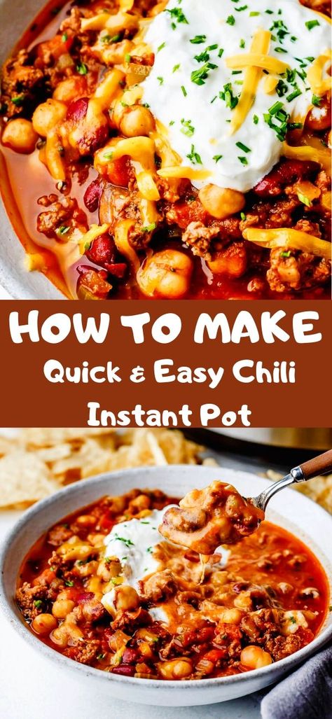 Instant Pot Ground Beef Recipes, Instant Pot Ground Beef, Pressure Cooker Chili, Chili Instant Pot, Quick Chili, Instant Pot Chili, Beef Recipe Instant Pot, Beef Chili Recipe, Bean Chili Recipe