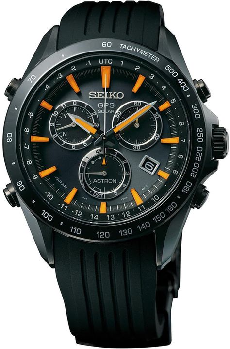 Seiko Astron Watch GPS Solar Chronograph #bezel-fixed #bracelet-strap-rubber #brand-seiko #case-depth-13-3mm #case-material-black-pvd #case-width-44-6mm #chronograph-yes #date-yes #delivery-timescale-7-10-days #dial-colour-black #gender-mens #gmt-yes #luxury #movement-solar-powered #official-stockist-for-seiko-astron-watches #packaging-seiko-astron-watch-packaging #perpetual-calendar-yes #style-sports #subcat-astron #supplier-model-no-sse017 #warranty-seiko-astron-official-2-year-guarantee #... Army Watches, Mens Sport Watches, Expensive Watches, Watches Unique, Seiko Watches, Fine Watches, Mens Luxury, Men's Watches, Luxury Watches For Men