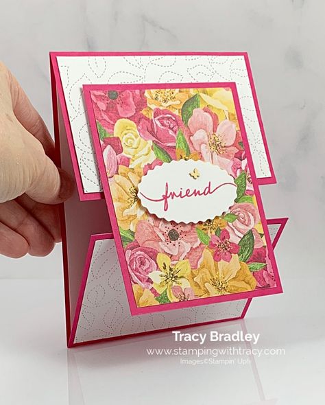 Stampin Up Something Fancy Cards, Stampin Up All Occasion Cards, Tri Fold Cards Template, Stampin Up Spring Cards, Maymay Made It Tutorials, Stampin Up 2023 Cards, Fancy Fold Cards Templates, Stampin Up Cards 2022-2023, Spring Cards Handmade