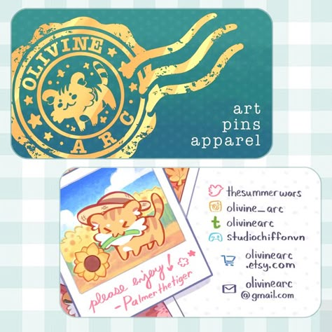 Artist Alley Business Cards, Business Card Illustration, Artist Name Card, Card Name Design, Artist Business Cards Design, Illustration Business Cards, Artist Business Card, Art Merch, Cute Business Cards