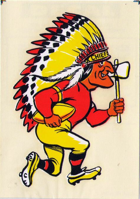 Vintage 1969 AFL/NFL Team Mascot Decal - Kansas City Chiefs Nfl Mascots, Kc Chiefs Logo, Skate Ads, Kc Cheifs, Nfl Chiefs, Nfl Art, Kansas Chiefs, Go Chiefs, Chiefs Kingdom