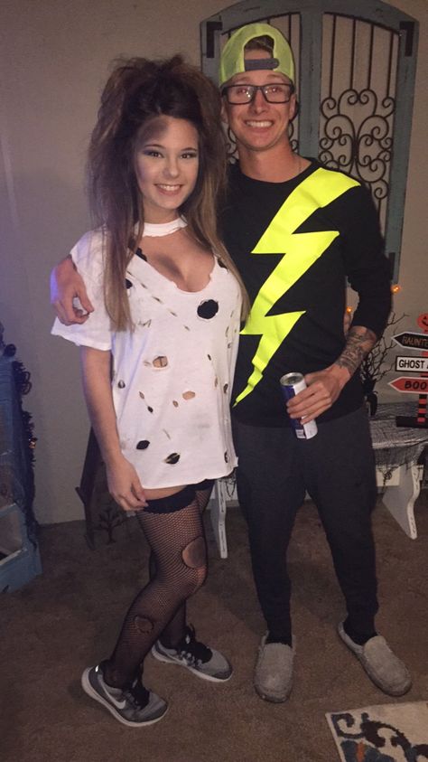 Lightning Costume, Couple Costume Ideas, Movie Duos, Diy Couple, Diy Couples Costumes, Struck By Lightning, Mermaid Man, Creative Outfits, Halloween Couple