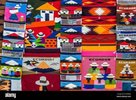 Download this stock image: Colorful textiles with traditional pattern at local market. Otavalo, Ecuador. - EY4WWG from Alamy's library of millions of high resolution stock photos, illustrations and vectors. Otavalo Ecuador, Colorful Textiles, Local Market, Traditional Pattern, Weaving Projects, Local Design, Ecuador, Photo Image, High Resolution