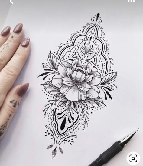 Mandala Wrist Tattoo, Geometric Mandala Tattoo, Cross Tattoos For Women, Mom Tattoo Designs, Small Pretty Tattoos, Fine Line Tattoo, Ornamental Tattoo, Floral Tattoo Sleeve, Mandala Tattoo Design