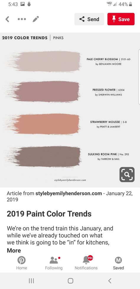 Cherry Malt Benjamin Moore, Benjamin Moore Bedroom, Cherry Blossom Painting, Strawberry Mousse, Trending Paint Colors, Interior Painting, Benjamin Moore, Farrow Ball, Interior Paint