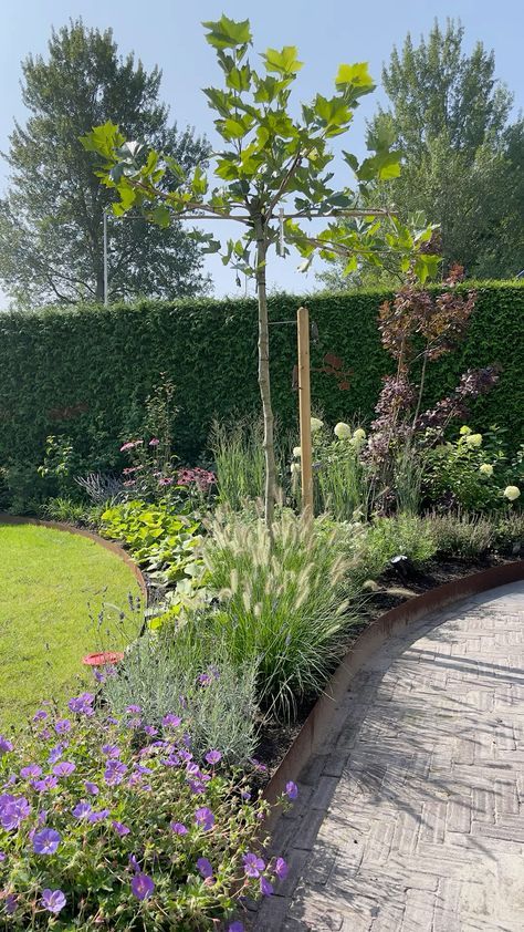 Border. Verhoogd. Cortenstaal English Garden Design, Backyard Garden Layout, Garden Flower Beds, Cottage Garden Design, Garden Design Plans, Outdoor Gardens Design, Outdoor Decor Backyard, Garden Landscape Design, City Garden