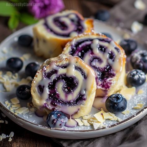 Blueberry Cheesecake Rolls - Flaky, Sweet, and Delicious! - Recipes By Clare Blueberry Cheesecake Rolls, Cheesecake Rolls, Boston Cream Pie Cupcakes, Chocolate Cherry Cookies, Blueberry Desserts Recipes, Sweet Brunch, Cookies And Cream Cheesecake, Crescent Recipes, Frozen Lemon