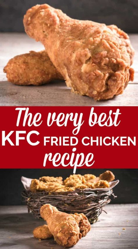 KFC fried chicken recipe - this is the BEST KFC chicken copycat recipe on the internet! How to make a Kentucky fried chicken copy cats recipe for dinners. The ultimate comfort foods for families. #friedchicken #KFC #copycat #KFCChicken Kfc Chicken Recipe Copycat, Recipe For Kentucky Fried Chicken, Kfc Fried Chicken Recipe, Kfc Original Recipe, Kfc Fried Chicken, Fried Chicken Dinner, Kfc Chicken Recipe, Kentucky Fried Chicken, Kfc Recipe