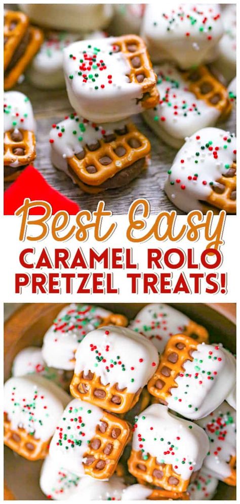 Pretzel And Rolo Treats, Pretzel Flavors, Holiday Pretzel Treats, Rolo Pretzel Treats, Pretzel Rolo, Holiday Pretzels, Christmas Pretzels, Finger Food Ideas, White Chocolate Pretzels