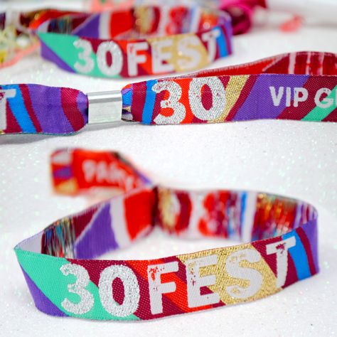 30th birthday party wristbands https://www.wedfest.co/30-fest-30th-birthday-party-festival-wristbands/ Coachella Birthday Party, Wristbands Festival, Leavers Party, Coachella Theme Party, Coachella Birthday, Coachella Theme, 30 Flirty And Thriving, 30th Ideas, Festival Themed Party