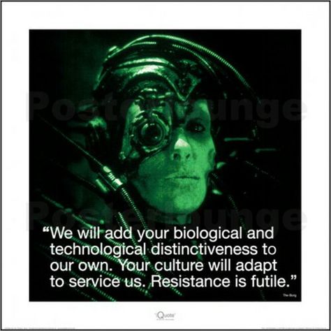 We are the borg lower your shilds and surnder your ships Star Trek Borg, Star Trek Quotes, The Borg, Resistance Is Futile, Fantastic Quotes, New Star Trek, Star Trek Original Series, Science Fiction Series, Star Trek Images