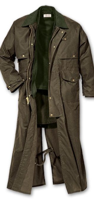 Im really falling in love with Filson's designs and this army fatigue jacket is catching my attention. Mens Duster Coat, Black Duster Coat, Black Duster, Black Leather Vest, Work Coat, Don't Quit, Duster Jacket, Trench Coat Men, Real Leather Jacket