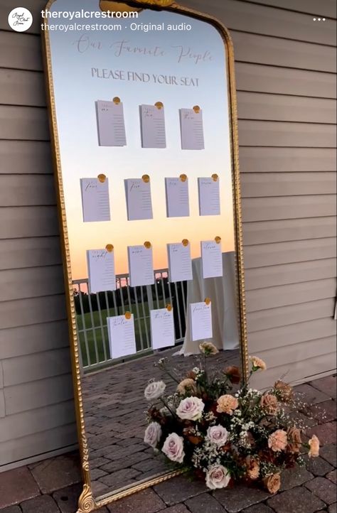 Find Your Seat Mirror, Mirror Seating Chart, Inspo Pictures, Mirror Wedding, Find Your Seat, Chart Ideas, Peach Blush, Wedding 2024, Wedding Vibes