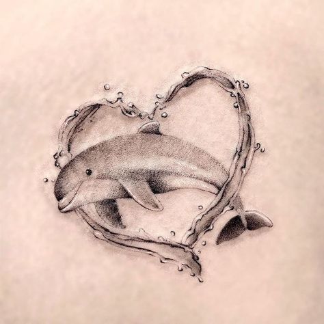 Cute Dolphin Tattoo, Puddle Tattoo, Dolphin Tattoo Meaning, African Warrior Tattoos, Trend Tattoos, Water Tattoos, Dolphin Drawing, Dolphin Tattoo, Dolphins Tattoo