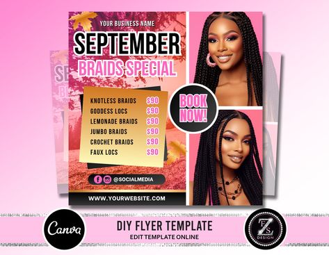 Black Friday Flyer, Canva Flyer, Halloween Beauty, Template For Business, Hair Flyer, Halloween Flyer, Social Media Flyer, Goddess Locs, Sale Flyer