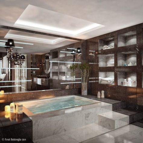 Jacuzzi Indoor, Fabulous Bathrooms, Jacuzzi Bathroom, Jacuzzi Room, Bedroom Inspirations Minimalist, Indoor Jacuzzi, Indoor Hot Tub, Hot Tub Room, Basement Reno