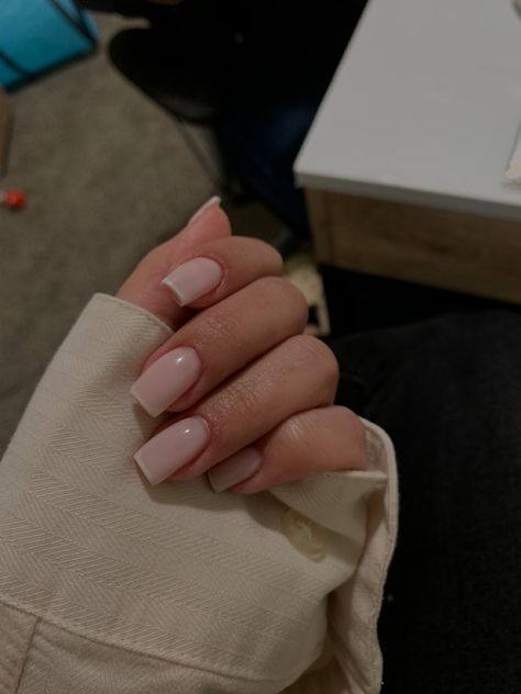 Milky white natural french tip nails Milky White Nails White Tip, Milky White French Tip Nails Short, Milky White French Tip Nails Square, Short Milky French Nails, Milky White Nails With White Tip, Milky Beige Nails, Milky White With French Tip, Milky White Nails With French Tip, Short Nails Milky White