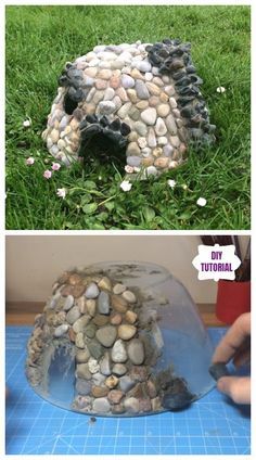 Fairy House Tutorial, Stone Fairy House, Kandang Hamster, House Tutorial, Fairy Garden Plants, Rock House, Fairy House Diy, Fairy Garden Crafts, Fairy Garden Designs