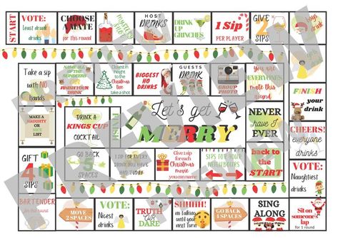 Board Game Printable, Christmas Drinking Games, Drinking Board, Drinking Board Games, Christmas Board Games, King Cup, Christmas Drinking, Drinking Party, Take A Shot