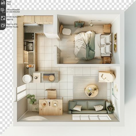 PSD floor plan of the apartment or house... | Premium Psd #Freepik #psd Square Apartment Layout, 3d Apartment Floor Plans, Apartment 3d Floor Plans, Studio Apartment Layout Floor Plans, Studio Apartment Floor Plan, 90’s Room, Mexican Style Home, Korean Apartment, Studio Apartment Floor Plans