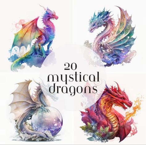 Watercolor Mystical Dragon Art Watercolor Dragon Tutorial, Underwater Dragon Art, Cute Dragon Watercolor, Purple Dragon Art Beautiful, Chinese Dragon Watercolor Paintings, Elemental Dragons, Mythical Dragons, Fantasy Collection, Mystical World