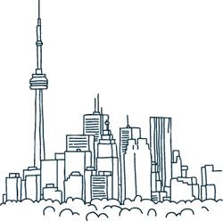 Sketch of Toronto Skyline Hp Doodles, Toronto Drawing, Toronto Illustration, Ahsan Manzil, Toronto Skyline, Amsterdam Houses, Skyline Painting, Skyline Design, Tattoo Flash Art