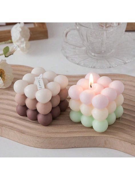 1Pc Macaron Colored Bubble Cube Aromatherapy Candle Creative Aromatherapy Gift Styling Candle OrnamentI discovered amazing products on SHEIN.com, come check them out! Bubbles Candle, Candle Creative, Cake Gel, Candle Ornament, Colored Bubbles, Summer Cherries, Aromatherapy Gifts, Aromatherapy Candle, Candle Business