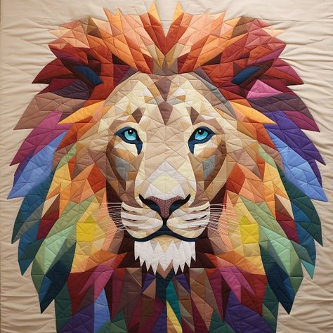 Fabric Animals Patterns Free Sewing Lion, Lion Quilt Pattern, Elephant Paper Piecing, Lion Quilt, Quilting Digest, Animal Quilts, Fabric Animals, Free Quilting, Quilt Patterns Free