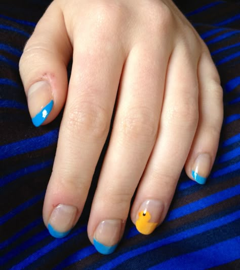 Rubber Ducky nails Nails With Duck Design, Rubber Ducky Nail Art, Duck Nail Art Design, Nails Duck Design, Rubber Ducky Nails, Rubber Duck Nail Art, Duck Design Nails, Simple Duck Nail Designs, Rubber Duck Nails