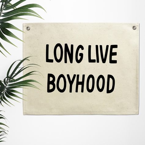 Long Live Boyhood, Kids Banner, Wall Art For Nursery, Art For Nursery, Modern Kids Room, Canvas Banner, Wall Flag, Nursery Modern, Flag Wall