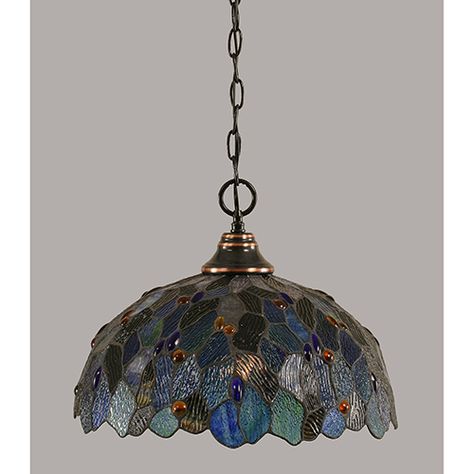 Toltec Lighting Any Black Copper 16 Inch One Light Pendant With Blue Mosaic Tiffany Glass 10 Bc 995 | Bellacor Light Chain, Blue Mosaic, Tiffany Glass, Simple Lighting, Cool Lighting, Flush Mount Ceiling Lights, Mosaic Art, One Light, Light Accessories