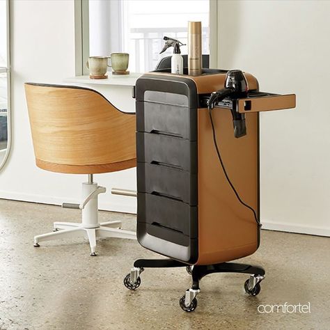 Salon Trolley Cart Ideas, Home Salon Ideas Small, Salon Ideas Small, Hairdressing Trolley, Salon Cart, Hairdressing Chairs, Hair Salon Equipment, Salon Trolley, Salon Mirrors