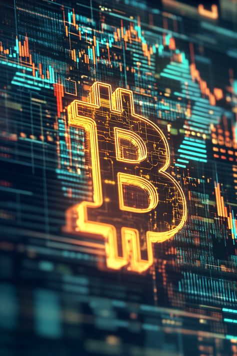 Stunning digital art of a glowing Bitcoin symbol over a dark trading dashboard, showcasing vibrant stock charts and reflections. Bitcoin Aesthetic, Crypto Design, Dynamic Wallpaper, Credit Card Design, Iphone Dynamic Wallpaper, Stock Charts, Card Design, Credit Card, Digital Art