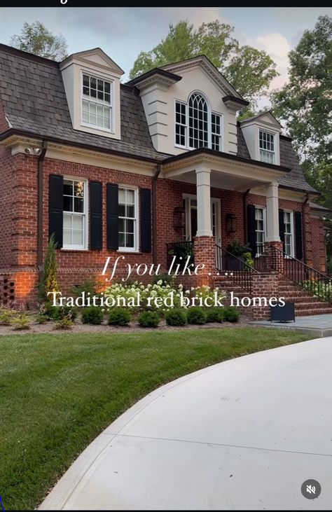 White House With Red Brick Accents, Red Brick House Windows, Red Brick House With Siding, Memphis House, Modern Colonial Style, House Gutters, Gutter Colors, Red Brick House Exterior, Starter House