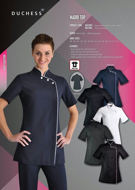 Uniformes Spa Uniform Ideas, Massage Therapist Uniform, Beautician Uniform, Beauty Salon Uniform Ideas, Salon Uniform, Spa Uniform, Hair Salon Interior, Nail Salon Decor, Hair Salon Decor