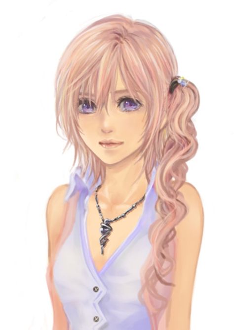 Final Fantasy XIII Serah Pink Hair Ponytail, Serah Farron, Hair Pendant, Lightning Images, Pink Purple Hair, Final Fantasy Xiii, Final Fantasy Collection, Final Fantasy Artwork, Side Ponytail