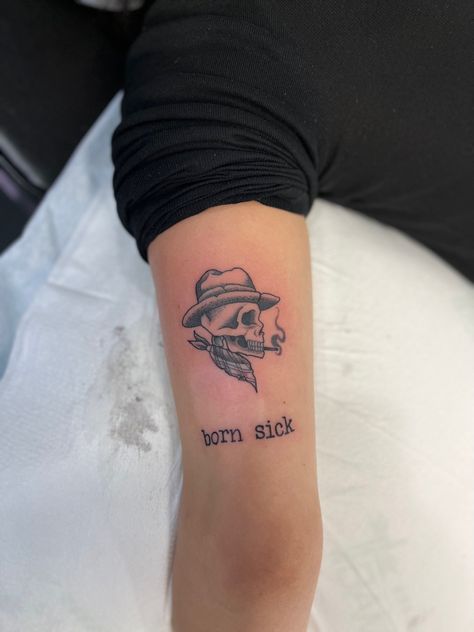 Born Sick Tattoo, Skeleton Cowboy, Sick Tattoo, Dark Art Tattoo, Dark Art, Tatting, Art Tattoo, Skeleton, Cowboy