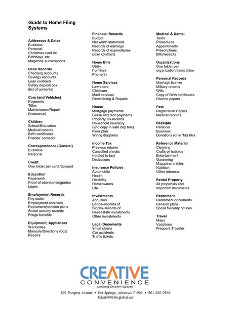 Guide to Home Filing Systems - TONS OF OTHER GOOD FILE ORGANIZING POSTS PINNED BY THIS SAME GIRL Personal File Categories, Family File Categories, Home File System, File Folder Categories, Business Filing System Categories, Home Filing System Categories Free Printable, Home Filing System Categories, Filing Categories, Home Filing System