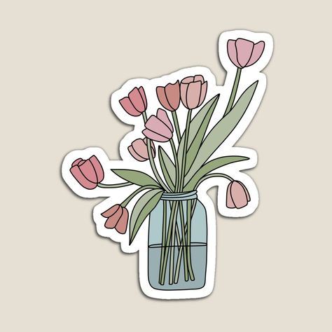 Tulips Stickers Printable, Simple Tulip Bouquet, Tulips Stickers, Tulips Printable, Tulip Sticker, Cake Stickers, Tulip Drawing, Stickers Cool, Cute Laptop Stickers