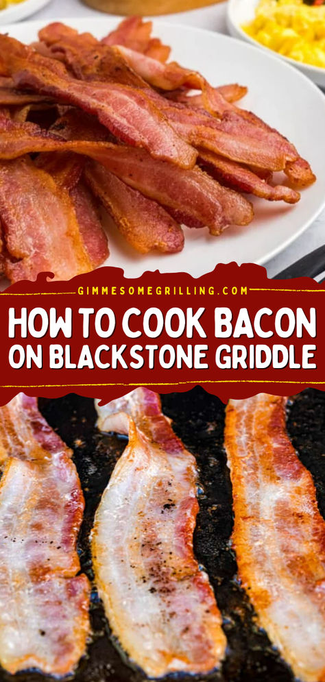 Learn how to cook bacon on Blackstone Griddle. This is the BEST bacon you’ll ever have. You can make it perfect crisp or chewy whichever you prefer. Nothing like homemade pancakes and bacon for breakfast on the Blackstone griddle. Pancakes On The Blackstone, Cooking On Blackstone Grill, Bacon On Blackstone Griddle, Pancakes On Blackstone Griddle, Blackstone Griddle Breakfast Ideas, Breakfast On The Blackstone, Breakfast On The Blackstone Griddle, Black Stone Breakfast, Blackstone Breakfast Recipes