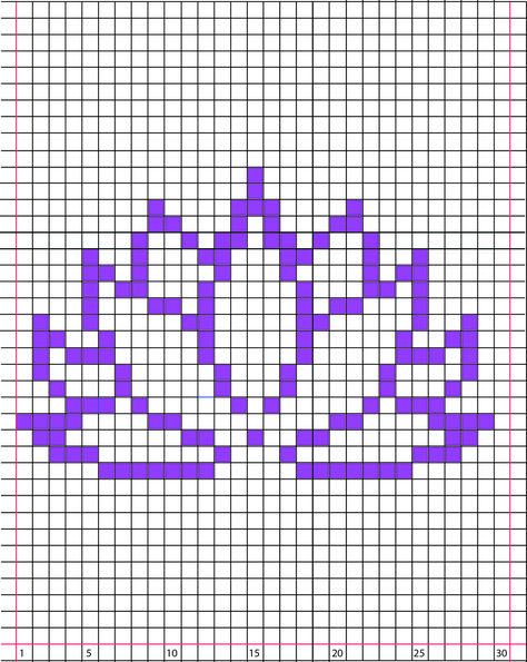 Lotus chart pattern Beaded Lotus Flower Pattern, Lotus Flower Pixel Art, Lotus Bead Pattern, Lotus Flower Cross Stitch Pattern, Lotus Cross Stitch Pattern, Lotus Pixel Art, Unique Cross Stitch Patterns Free, Pixel Art Square, Pixel Art Fleur