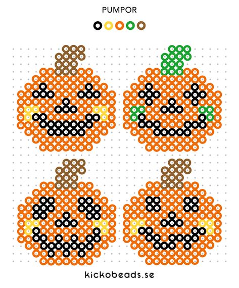 Kicko Beads - mönster för pärlplattor www.kickobeads.se bügelperlen fusebeads pumpa halloween häxa pumpkin perlemønstre perlerbeads meltybeads pyssel diy förskolepyssel pärlplatta october oktober höst Halloween Perler Bead Patterns Pumpkins, Hama Beads Halloween, Halloween Perler, Uhyggelig Halloween, Easy Perler Bead Patterns, Ghost Lights, Beads Patterns, Halloween Beads, Melting Beads