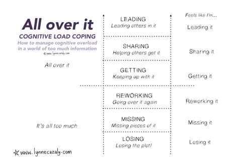 Lynne Cazaly - All Over It: Coping with Cognitive Load. How to manage cognitive overload in a world of too much information. Cognitive Overload, Conference Program, Information Overload, Keynote Speakers, Work Smarter, Quiet Time, Over It, Mini Books, Make Sense