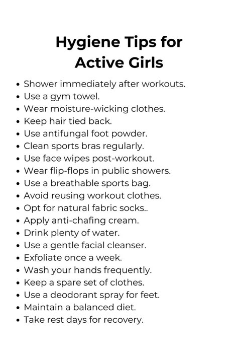 #hygienetips #activegirls #femininehygiene #tipsforgirls #girllifehacks #personalhygiene Personal Hygiene Shopping List, Hygiene Essentials For Women, Clean Girl Hygiene Routine, Gym Hygiene Tips, My Hygiene Routine, Weekly Hygiene Routine, Good Hygiene Routine, Clean Girl Lifestyle Tips, Self Hygiene Tips