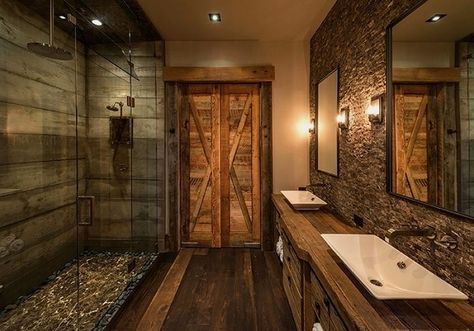 Rustic Bathroom Shower, Rustic Bathroom Remodel, Rustic Shower, Rustic Bathroom Vanities, Rustic Bathroom Designs, Interior Design Rustic, Rustic Bathroom Decor, Modern Farmhouse Bathroom, Rustic Bathrooms