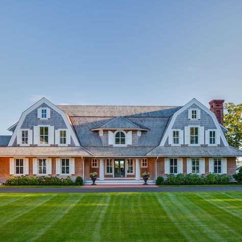 Gambrel House, Shingle Style Architecture, Heights House, Gambrel Style, Entry Porch, Front Facade, Gambrel Roof, Cape Cod House, Spring Lake