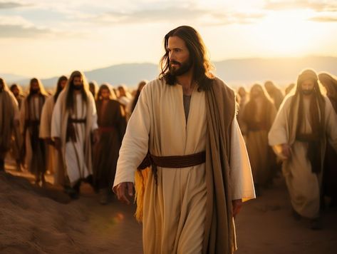 Foto jesus christ walking and teaching p... | Premium Photo #Freepik #photo Walking With Jesus, Religious Pictures, Premium Photo, Walk On, Jesus Christ, Walking, Jesus, Quick Saves, Art