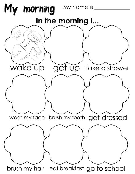 routine worksheet Morning Worksheets For Kindergarten, Morning Worksheets, Daily Routine Worksheet, Daily Routine Activities, Kindergarten Pictures, English Activities For Kids, Worksheet For Kids, Worksheets For Kindergarten, Learning English For Kids