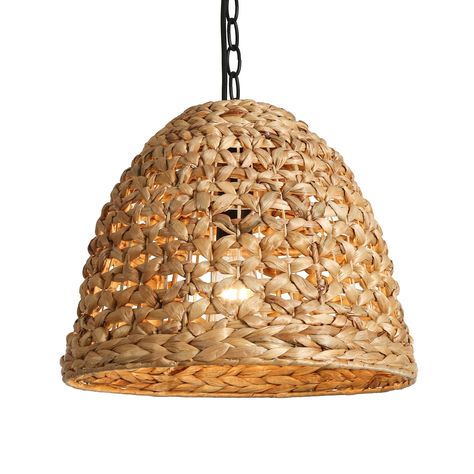 Ravy 1-Light Rattan Pendant Lights Handwoven Kitchen Island Lights - Nature - D15"xH12.2" - Bed Bath & Beyond - 39475709 Rattan Pendant Lights, Kitchen Island Lights, Holden Beach, Chic Lighting, Rattan Shades, Pendant Light Styles, Rattan Pendant, Dome Pendant Lighting, Rattan Pendant Light