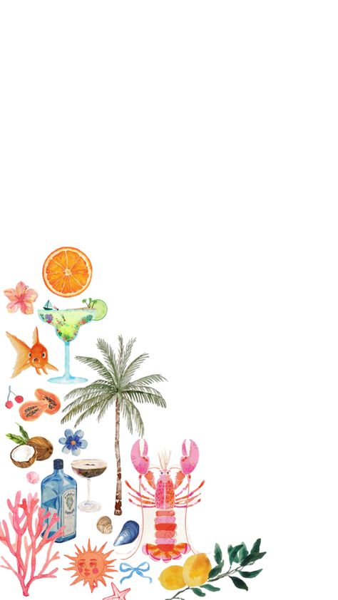 #myfirstshuffle Summer Themed Wallpaper, Summer Prints Wallpaper, Beachy Wallpapers, Cute Summer Wallpapers, Dorm Art, Wallpaper Iphone Summer, Preppy Wallpaper, Art Wallpaper Iphone, Photo Wall Collage